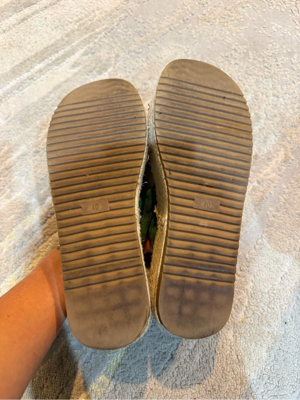 BUONAROTTI Green wedges Slide Sandal platforms slip on espadrille straps 40